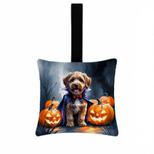 Load image into Gallery viewer, Chocolate Labradoodle Puppy Halloween Mini Hanging Pillow Ornament 3.5 × 3.5