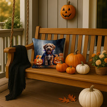 Load image into Gallery viewer, Chocolate Labradoodle Puppy Halloween Throw Pillow