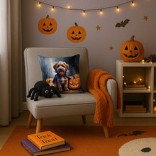 Load image into Gallery viewer, Chocolate Labradoodle Puppy Halloween Throw Pillow