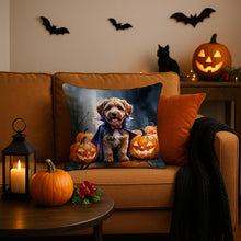 Load image into Gallery viewer, Chocolate Labradoodle Puppy Halloween Throw Pillow