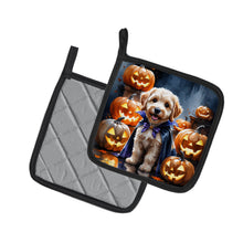 Load image into Gallery viewer, Labradoodle Puppy Halloween Pair of Pot Holders