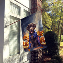 Load image into Gallery viewer, Chocolate Labrador Retriever Puppy Halloween House Flag