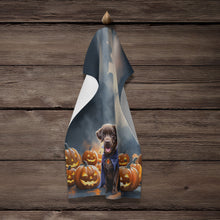 Load image into Gallery viewer, Chocolate Labrador Retriever Puppy Halloween Kitchen Towel