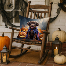 Load image into Gallery viewer, Chocolate Labrador Retriever Puppy Halloween Throw Pillow