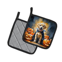 Load image into Gallery viewer, Yellow Labrador Retriever Puppy Halloween Pair of Pot Holders