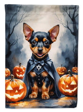 Load image into Gallery viewer, Miniature Pinscher Puppy Halloween Garden Flag