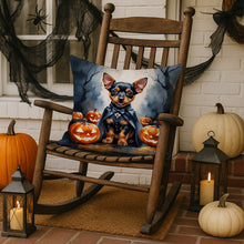 Load image into Gallery viewer, Miniature Pinscher Puppy Halloween Throw Pillow