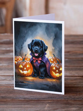 Load image into Gallery viewer, Black Newfoundland Puppy Halloween Greeting Cards Pack of 8