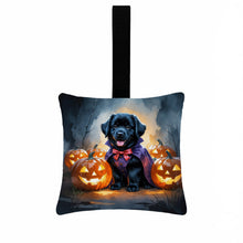 Load image into Gallery viewer, Black Newfoundland Puppy Halloween Mini Hanging Pillow Ornament 3.5 × 3.5