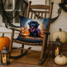 Load image into Gallery viewer, Black Newfoundland Puppy Halloween Throw Pillow