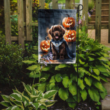 Load image into Gallery viewer, Chocolate Newfoundland Puppy Halloween Garden Flag