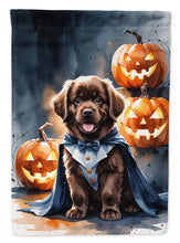 Load image into Gallery viewer, Chocolate Newfoundland Puppy Halloween Garden Flag