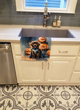 Load image into Gallery viewer, Chocolate Newfoundland Puppy Halloween Kitchen Towel