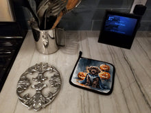 Load image into Gallery viewer, Chocolate Newfoundland Puppy Halloween Pair of Pot Holders