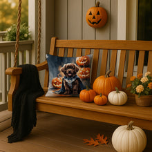 Load image into Gallery viewer, Chocolate Newfoundland Puppy Halloween Throw Pillow