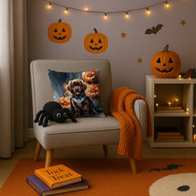 Load image into Gallery viewer, Chocolate Newfoundland Puppy Halloween Throw Pillow