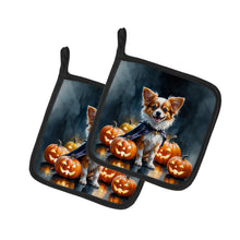 Load image into Gallery viewer, Papillon Puppy Halloween Pair of Pot Holders