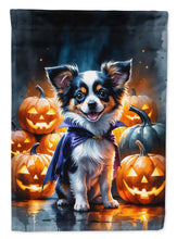 Load image into Gallery viewer, Tricolor Papillon Puppy Halloween House Flag