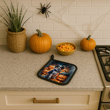 Load image into Gallery viewer, Tricolor Papillon Puppy Halloween Pair of Pot Holders