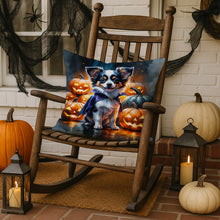 Load image into Gallery viewer, Tricolor Papillon Puppy Halloween Throw Pillow