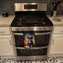 Load image into Gallery viewer, Balck and Tan Pomeranian Puppy Halloween Kitchen Towel