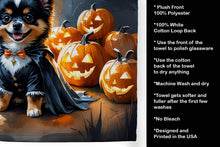 Load image into Gallery viewer, Balck and Tan Pomeranian Puppy Halloween Kitchen Towel