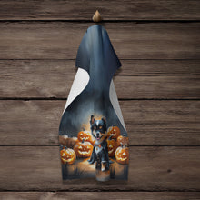 Load image into Gallery viewer, Balck and Tan Pomeranian Puppy Halloween Kitchen Towel