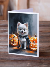 Load image into Gallery viewer, White Pomeranian Puppy Halloween Greeting Cards Pack of 8