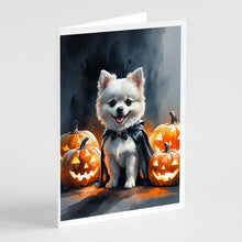 Load image into Gallery viewer, White Pomeranian Puppy Halloween Greeting Cards Pack of 8