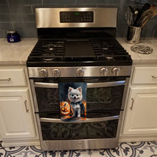 Load image into Gallery viewer, White Pomeranian Puppy Halloween Kitchen Towel