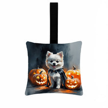 Load image into Gallery viewer, White Pomeranian Puppy Halloween Mini Hanging Pillow Ornament 3.5 × 3.5