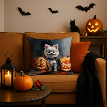 Load image into Gallery viewer, White Pomeranian Puppy Halloween Throw Pillow
