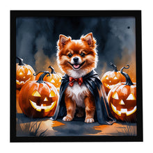 Load image into Gallery viewer, Pomeranian Puppy Halloween Framed Metal Print