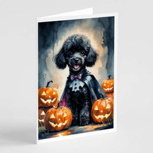 Load image into Gallery viewer, Black Poodle Puppy Halloween Greeting Cards Pack of 8
