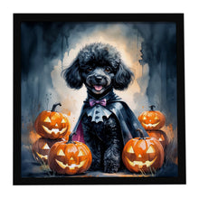 Load image into Gallery viewer, Black Poodle Puppy Halloween Framed Metal Print