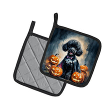 Load image into Gallery viewer, Black Poodle Puppy Halloween Pair of Pot Holders