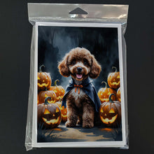 Load image into Gallery viewer, Chocolate Poodle Puppy Halloween Greeting Cards Pack of 8