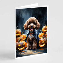 Load image into Gallery viewer, Chocolate Poodle Puppy Halloween Greeting Cards Pack of 8