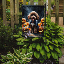 Load image into Gallery viewer, Chocolate Poodle Puppy Halloween Garden Flag