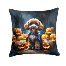 Load image into Gallery viewer, Chocolate Poodle Puppy Halloween Throw Pillow