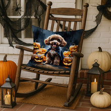 Load image into Gallery viewer, Chocolate Poodle Puppy Halloween Throw Pillow