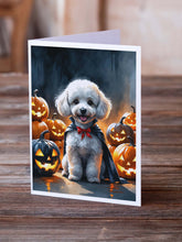 Load image into Gallery viewer, White Poodle Puppy Halloween Greeting Cards Pack of 8
