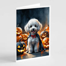 Load image into Gallery viewer, White Poodle Puppy Halloween Greeting Cards Pack of 8