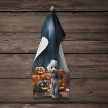 Load image into Gallery viewer, White Poodle Puppy Halloween Kitchen Towel