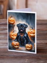 Load image into Gallery viewer, Black Pug Puppy Halloween Greeting Cards Pack of 8