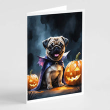 Load image into Gallery viewer, Pug Puppy Halloween Greeting Cards Pack of 8