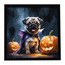 Load image into Gallery viewer, Pug Puppy Halloween Framed Metal Print