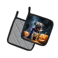 Load image into Gallery viewer, Pug Puppy Halloween Pair of Pot Holders