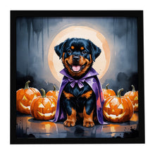 Load image into Gallery viewer, Rottweiler Puppy Halloween Framed Metal Print
