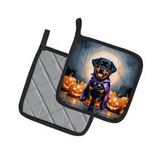 Load image into Gallery viewer, Rottweiler Puppy Halloween Pair of Pot Holders